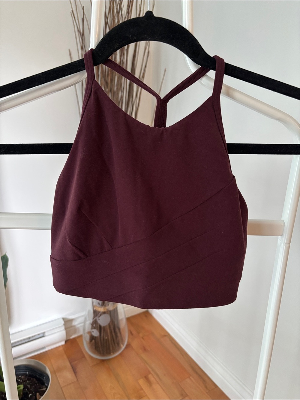 High Neck Crop Top in Deep Wine